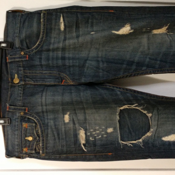 True Religion World Tour Vintage Straight Jean Pant Distressed Destroyed Size 38 - Picture 5 of 17